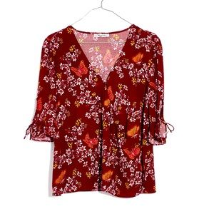 Madewell Butterfly Sanctuary Tie Sleeve Wrap Top